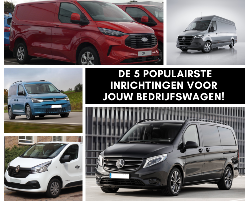 De 5 populairste bedrijfswagens voor inrichting: Ford Transit Custom, Mercedes Sprinter, VW Caddy en Renault Trafic