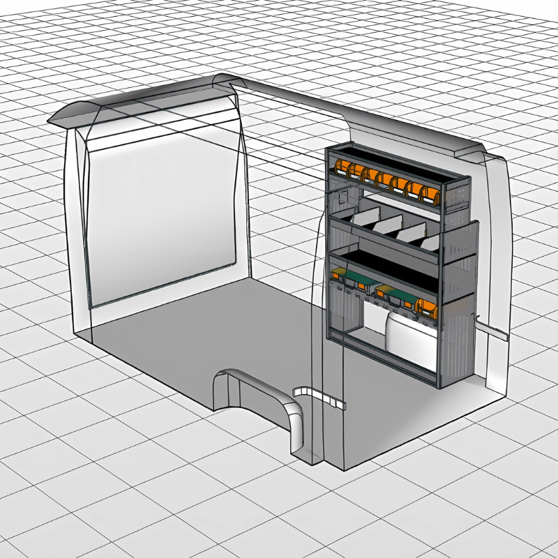 Module Nissan NV400/Interstar | L1 - Koffers - Rechts schuinaanzicht.